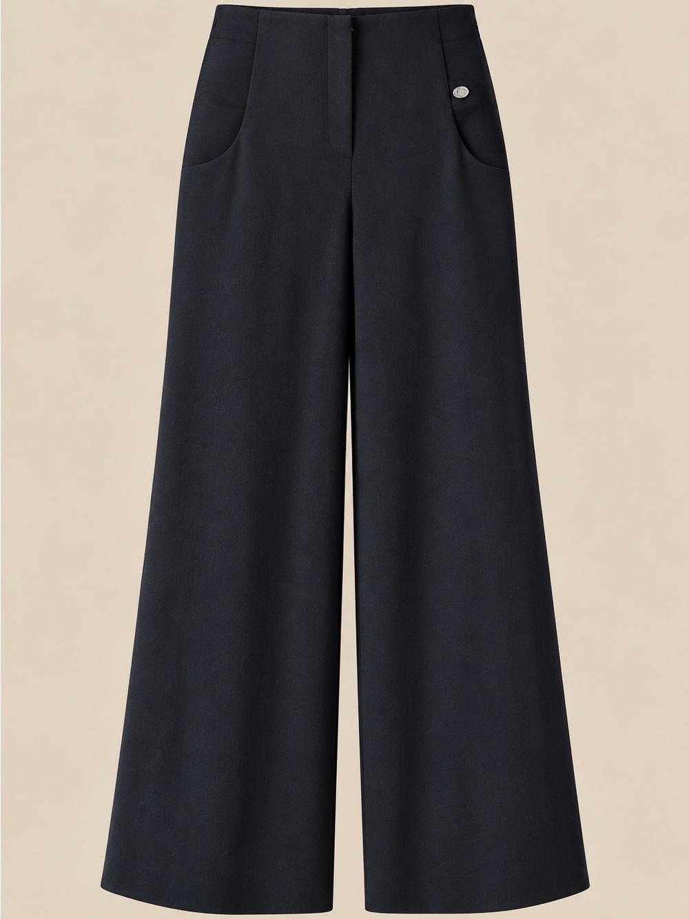 CHANEL 09P 2009 Karl Lagerfeld Black Wide Leg Palazzo Trousers Pants 38